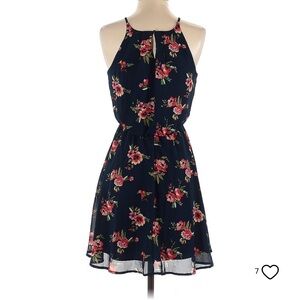 Floral chiffon navy  dress